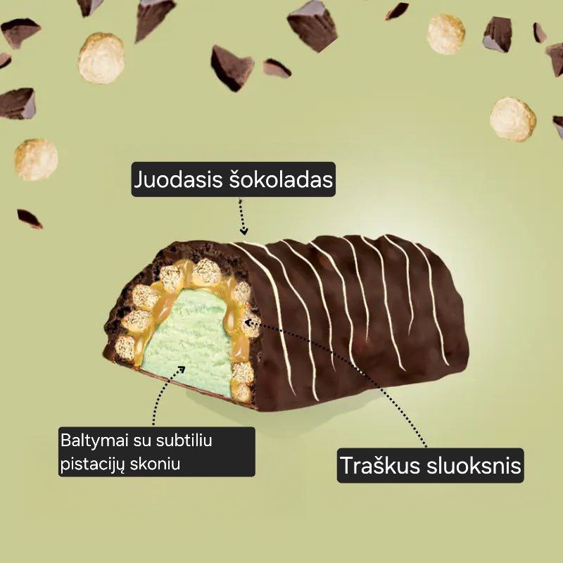 Traškus baltymų batonėlis Pistacijų skonio  45g